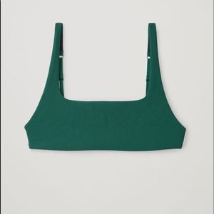 Cos emerald green rubbed bikini top, size 4